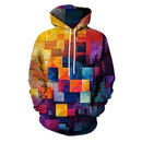 Moletom masculino com capuz, estampa xadrez