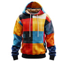 Moletom masculino com capuz, estampa xadrez