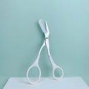 Tesoura rosa para aparar sobrancelhas com pente integrado