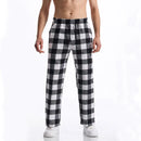 Calças xadrez masculinas pretas/vermelhas, modelo folgado, para uso diário